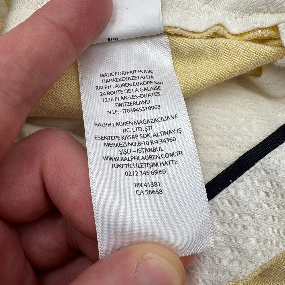 Polo Ralph Lauren Shorts Mens 36 Yellow Classic Fit Chino Flat Front 9